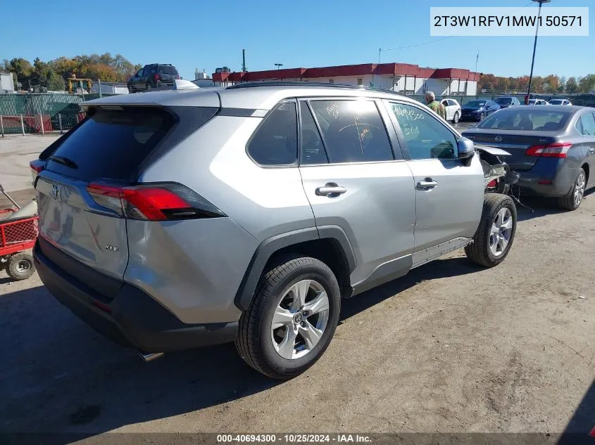 2021 Toyota Rav4 Xle VIN: 2T3W1RFV1MW150571 Lot: 40694300