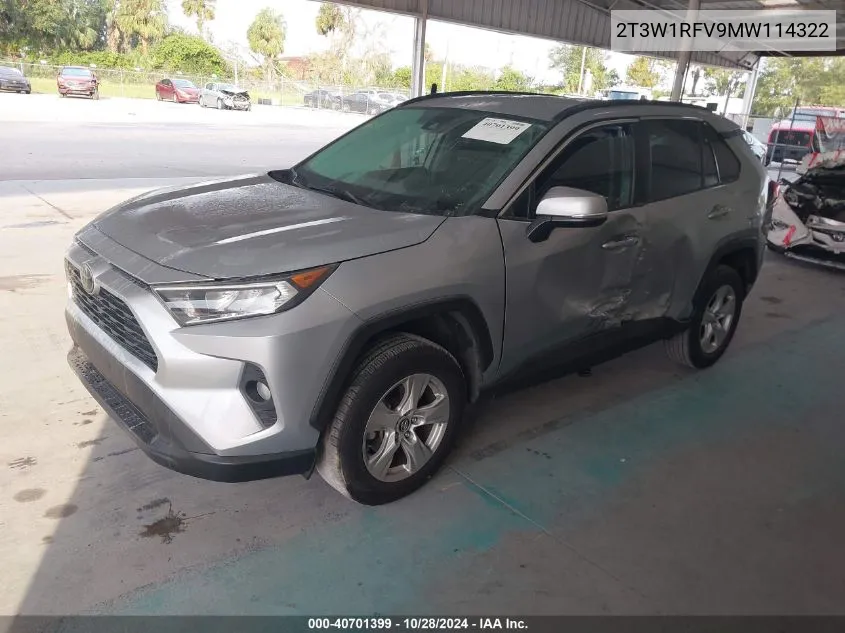 2021 Toyota Rav4 Xle VIN: 2T3W1RFV9MW114322 Lot: 40701399