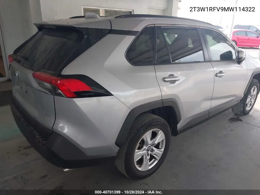 2021 Toyota Rav4 Xle VIN: 2T3W1RFV9MW114322 Lot: 40701399