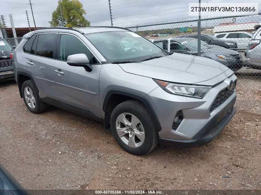 2021 Toyota Rav4 Xle VIN: 2T3W1RFV3MC136866 Lot: 40705388