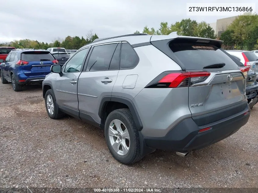 2021 Toyota Rav4 Xle VIN: 2T3W1RFV3MC136866 Lot: 40705388