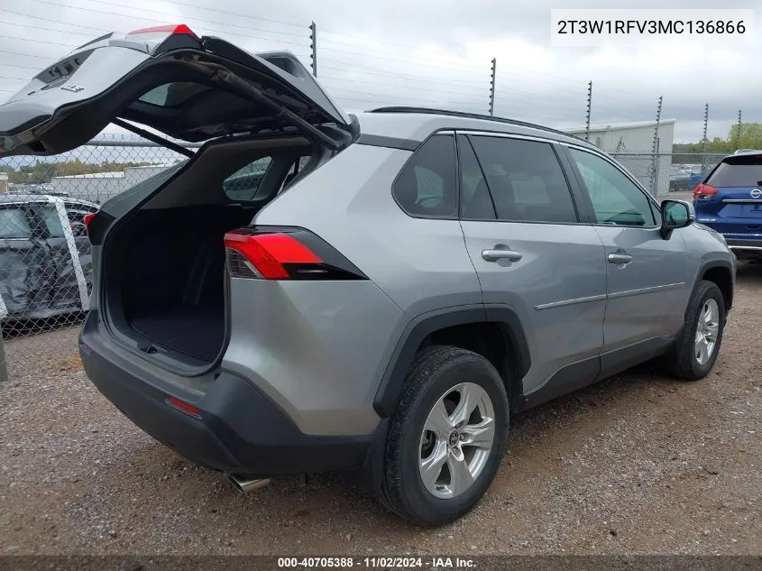 2021 Toyota Rav4 Xle VIN: 2T3W1RFV3MC136866 Lot: 40705388