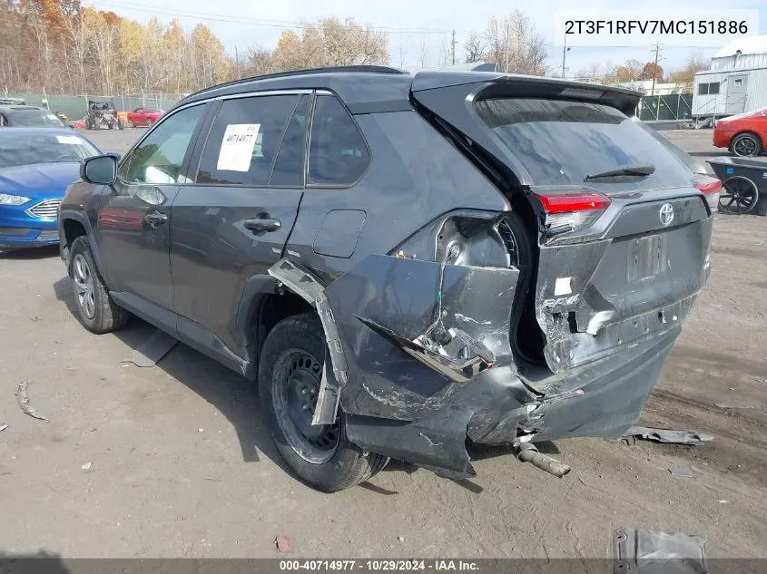 2021 Toyota Rav4 Le VIN: 2T3F1RFV7MC151886 Lot: 40714977