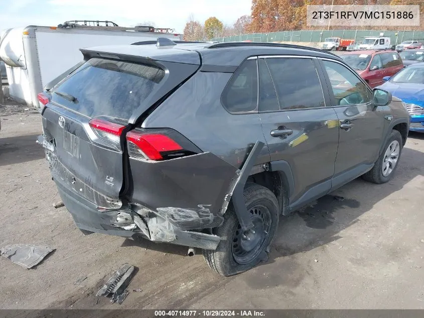 2021 Toyota Rav4 Le VIN: 2T3F1RFV7MC151886 Lot: 40714977