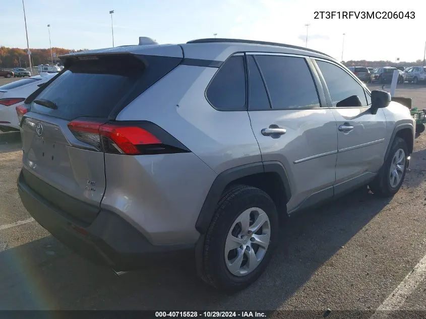 2T3F1RFV3MC206043 2021 Toyota Rav4 Le