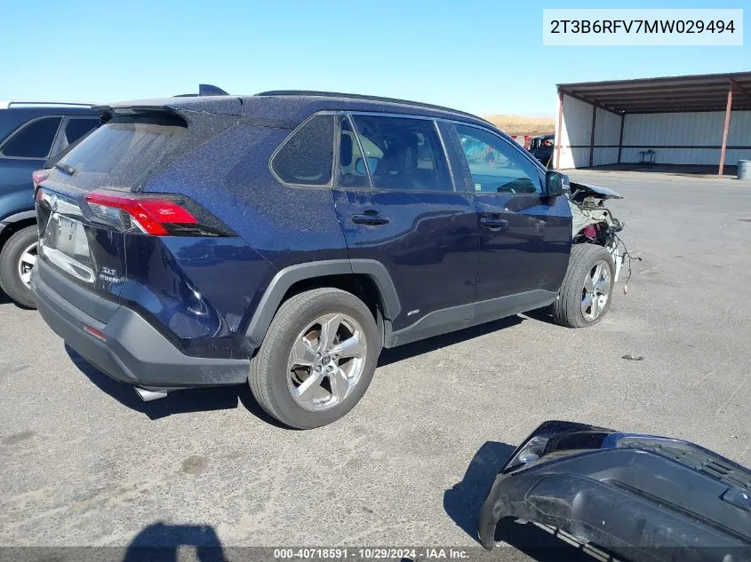 2021 Toyota Rav4 Hybrid Xle Premium VIN: 2T3B6RFV7MW029494 Lot: 40718591