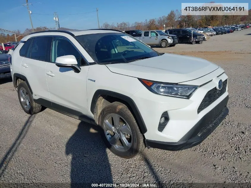 2021 Toyota Rav4 Hybrid Xle Premium VIN: 4T3B6RFVXMU064191 Lot: 40720218