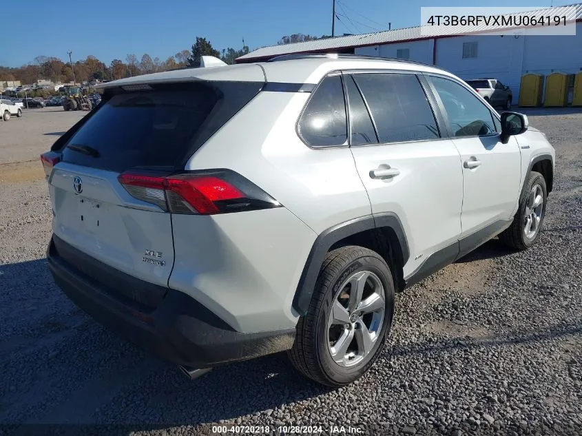 2021 Toyota Rav4 Hybrid Xle Premium VIN: 4T3B6RFVXMU064191 Lot: 40720218