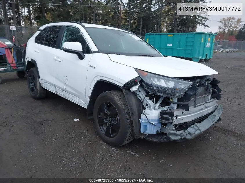 2021 Toyota Rav4 Hybrid Le VIN: 4T3MWRFV3MU017772 Lot: 40725905