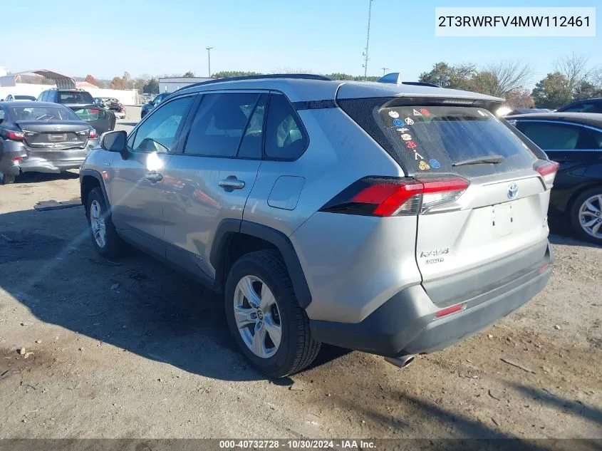 2021 Toyota Rav4 Hybrid Xle VIN: 2T3RWRFV4MW112461 Lot: 40732728