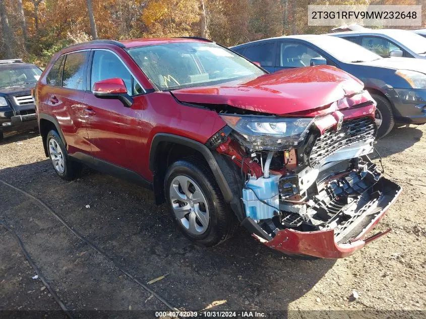 2021 Toyota Rav4 Le VIN: 2T3G1RFV9MW232648 Lot: 40742039