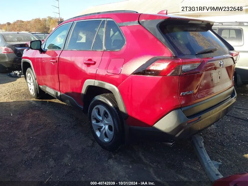 2021 Toyota Rav4 Le VIN: 2T3G1RFV9MW232648 Lot: 40742039