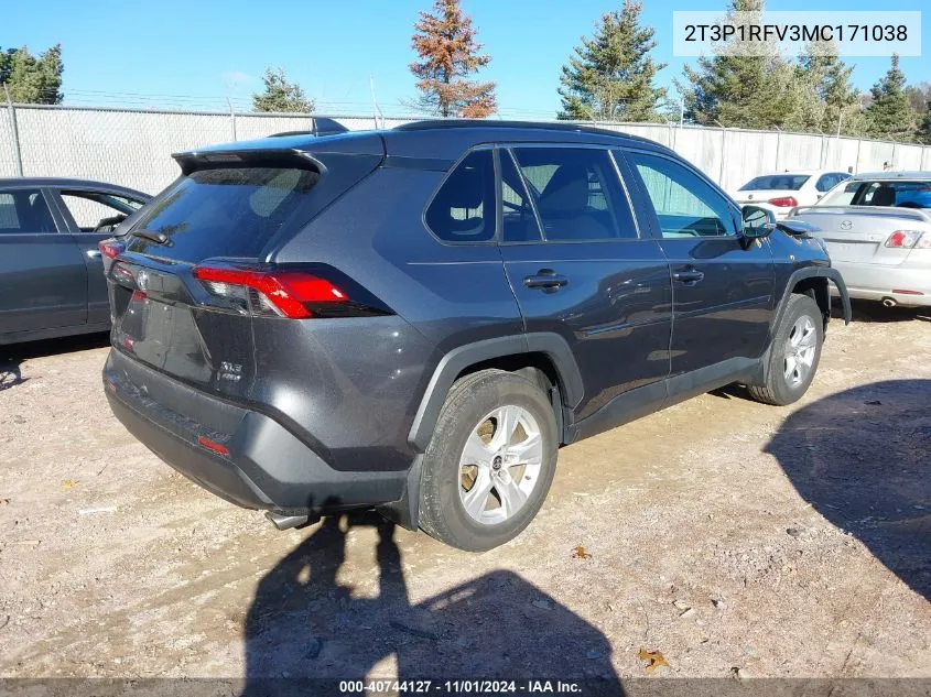 2021 Toyota Rav4 Xle VIN: 2T3P1RFV3MC171038 Lot: 40744127