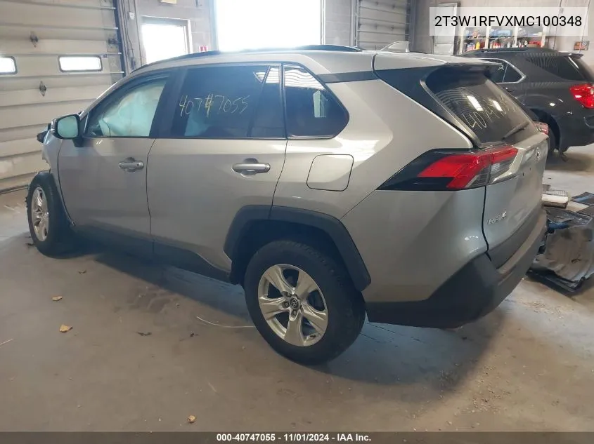 2021 Toyota Rav4 Xle VIN: 2T3W1RFVXMC100348 Lot: 40747055