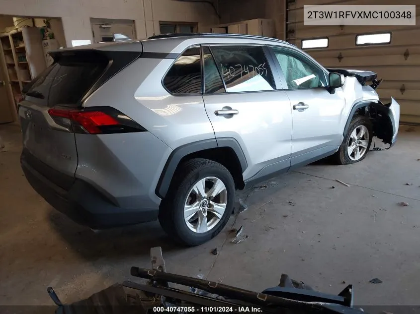 2021 Toyota Rav4 Xle VIN: 2T3W1RFVXMC100348 Lot: 40747055