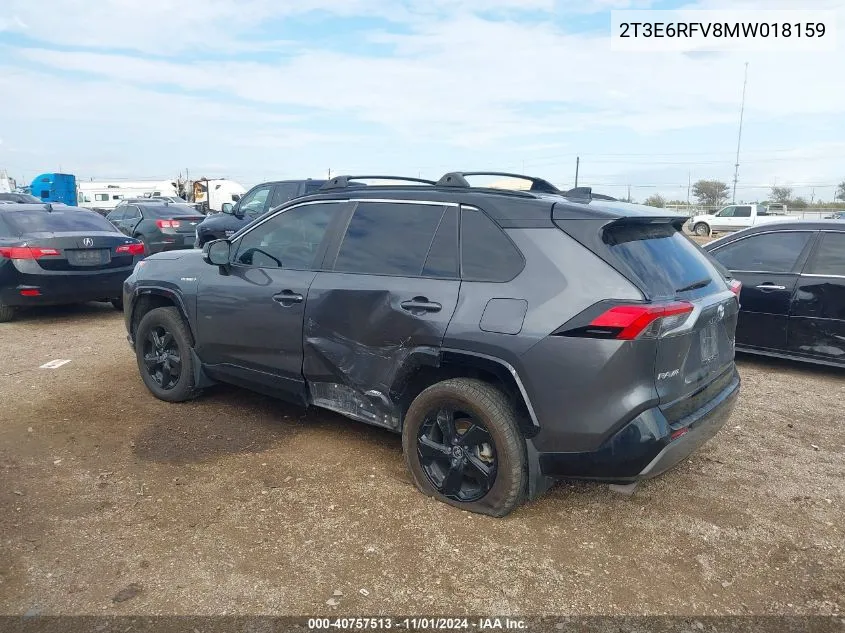 2021 Toyota Rav4 Hybrid Xse VIN: 2T3E6RFV8MW018159 Lot: 40757513