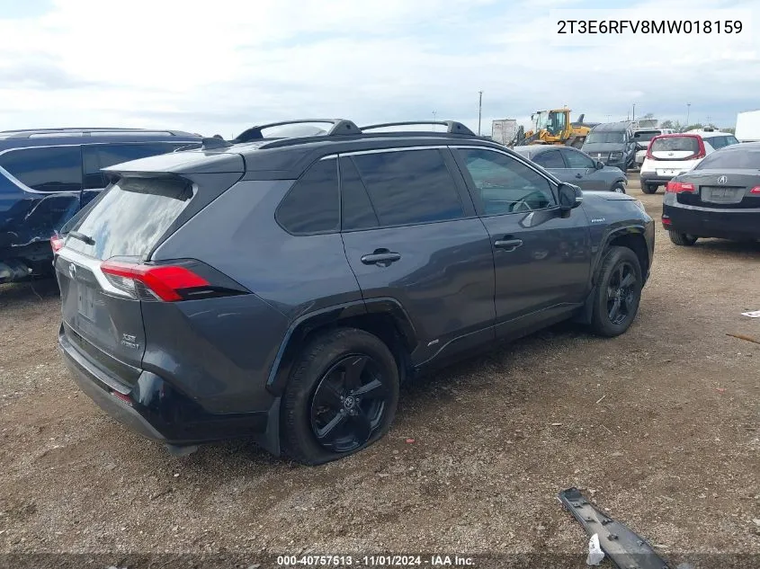 2021 Toyota Rav4 Hybrid Xse VIN: 2T3E6RFV8MW018159 Lot: 40757513