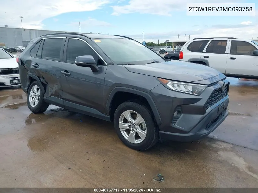 2021 Toyota Rav4 Xle VIN: 2T3W1RFV3MC093758 Lot: 40767717