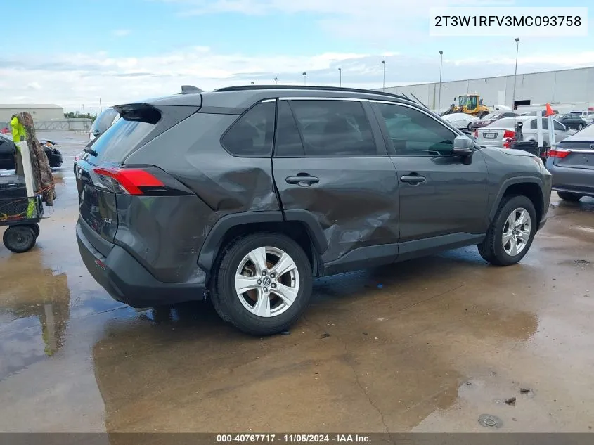 2021 Toyota Rav4 Xle VIN: 2T3W1RFV3MC093758 Lot: 40767717