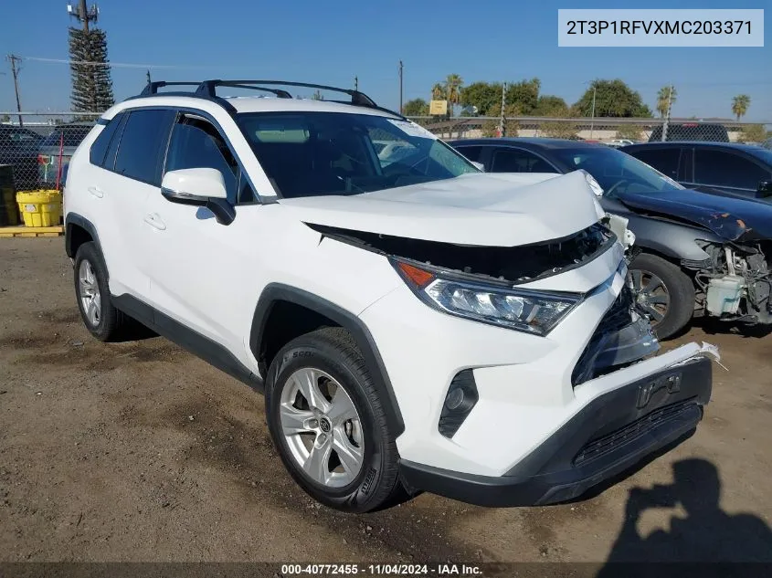 2021 Toyota Rav4 Xle VIN: 2T3P1RFVXMC203371 Lot: 40772455