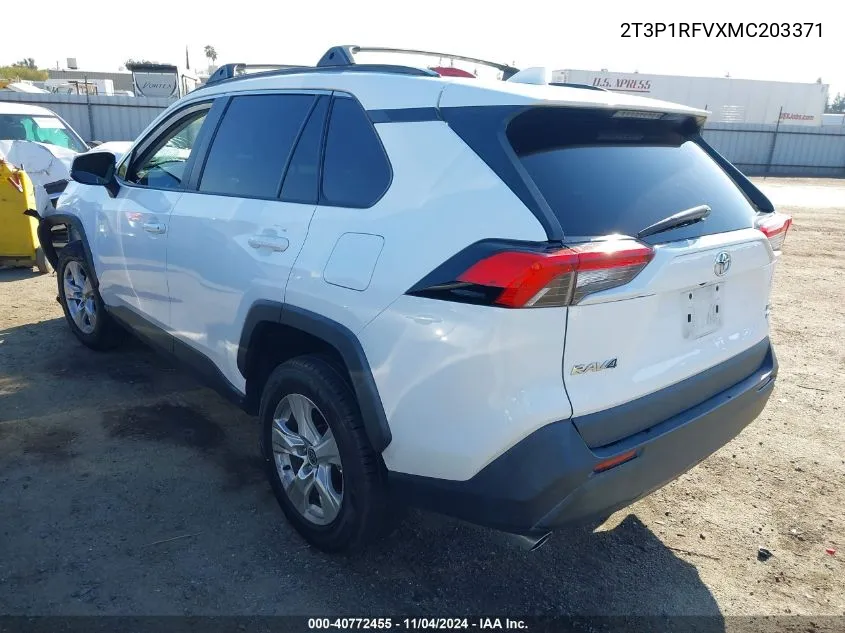 2021 Toyota Rav4 Xle VIN: 2T3P1RFVXMC203371 Lot: 40772455