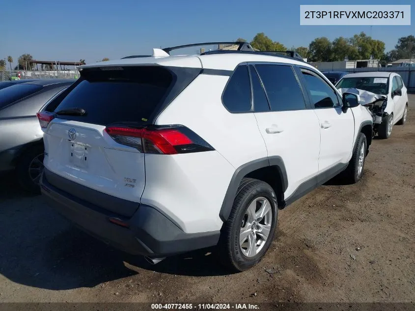 2021 Toyota Rav4 Xle VIN: 2T3P1RFVXMC203371 Lot: 40772455