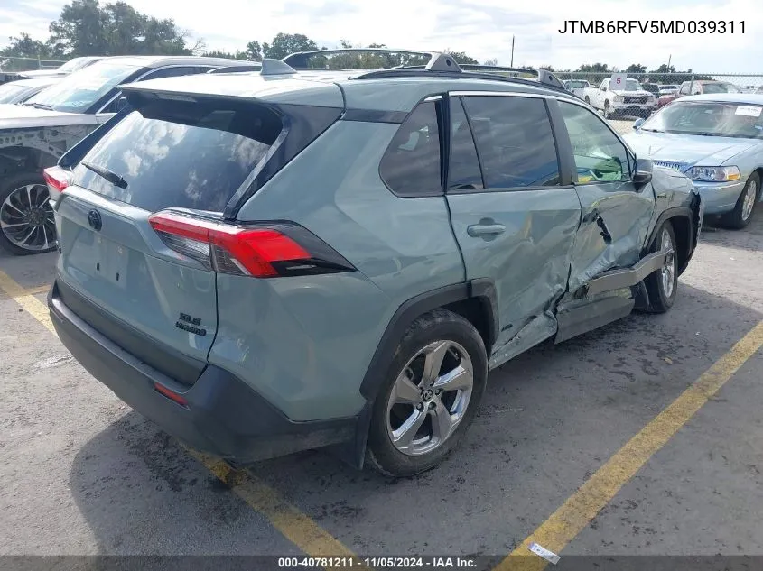 2021 Toyota Rav4 Hybrid Xle Premium VIN: JTMB6RFV5MD039311 Lot: 40781211