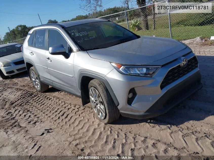 2021 Toyota Rav4 Xle Premium VIN: 2T3C1RFV0MC118781 Lot: 40785925