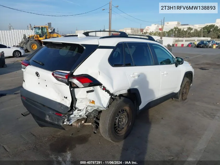 2021 Toyota Rav4 Le VIN: 2T3H1RFV6MW138893 Lot: 40787291