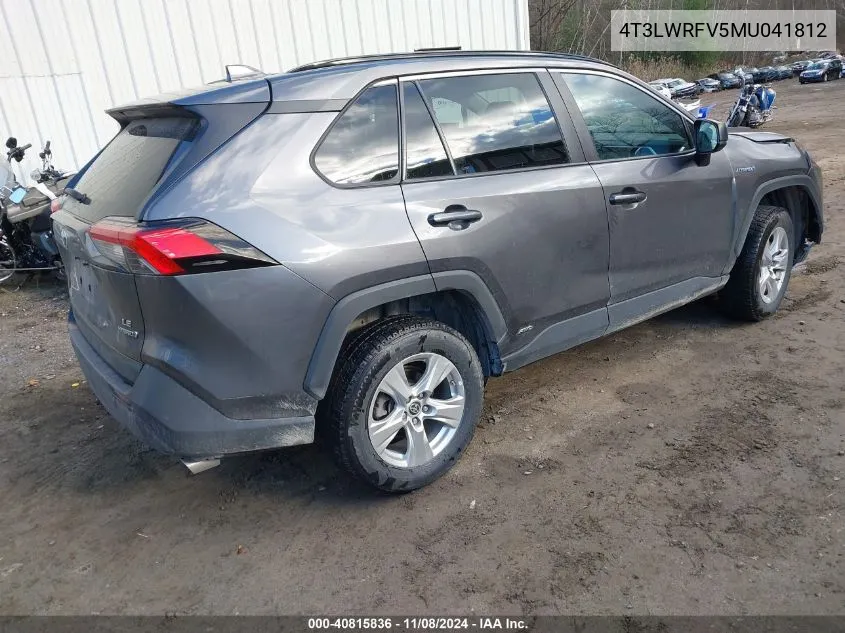 2021 Toyota Rav4 Hybrid Le VIN: 4T3LWRFV5MU041812 Lot: 40815836