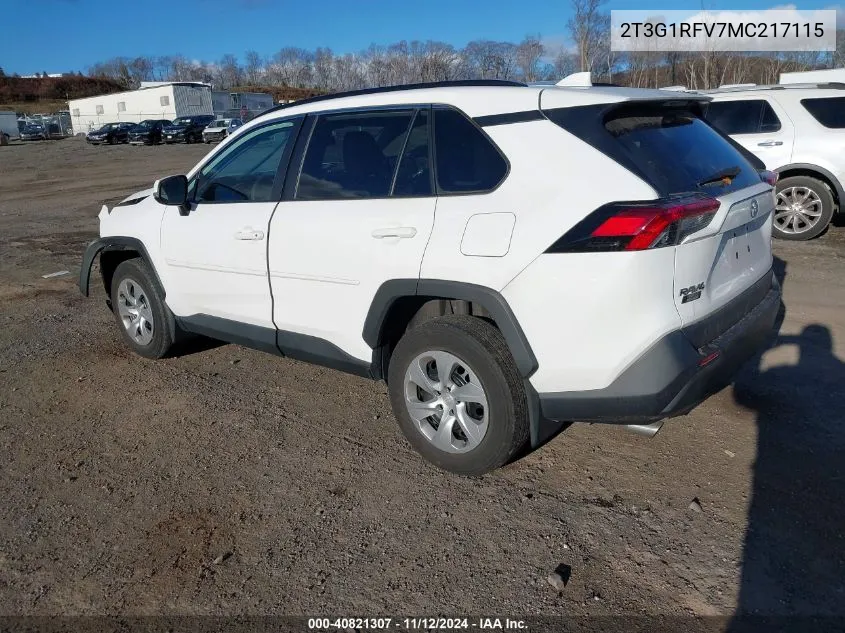 2T3G1RFV7MC217115 2021 Toyota Rav4 Le