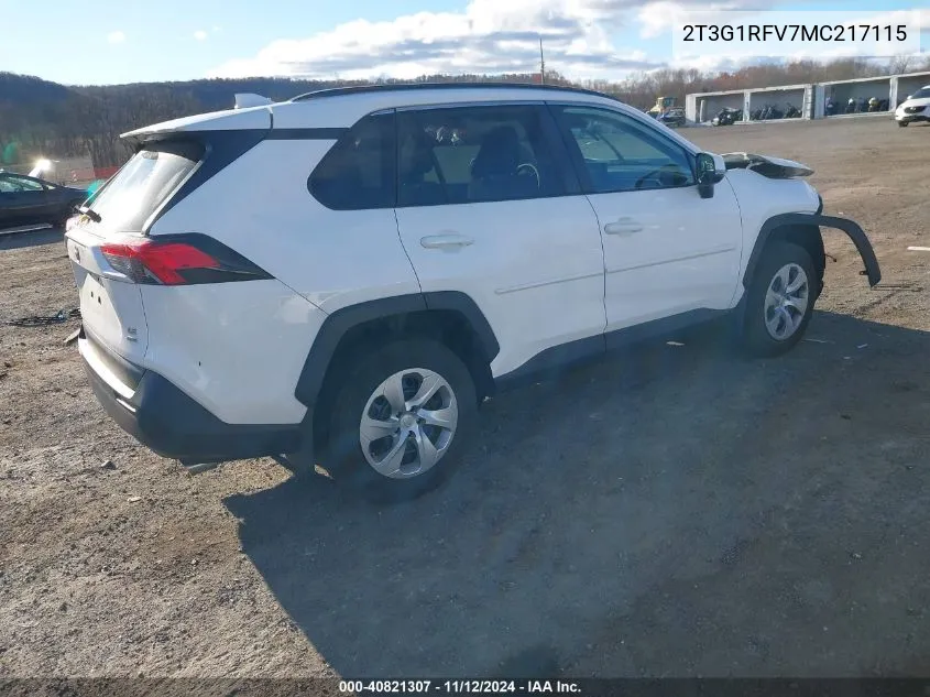 2T3G1RFV7MC217115 2021 Toyota Rav4 Le