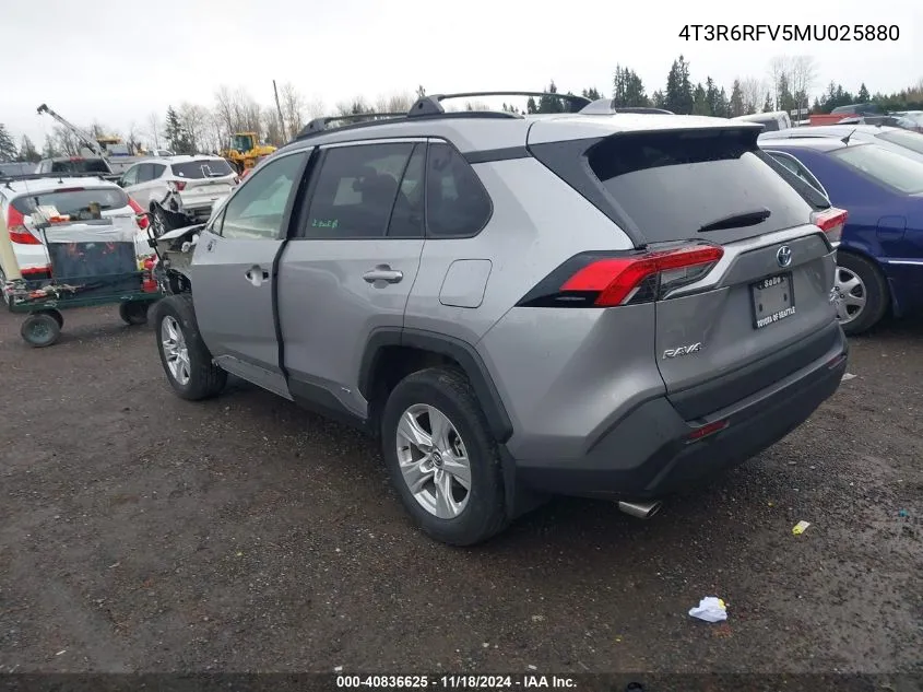 2021 Toyota Rav4 Xle/Xle Premium/Xse VIN: 4T3R6RFV5MU025880 Lot: 40836625