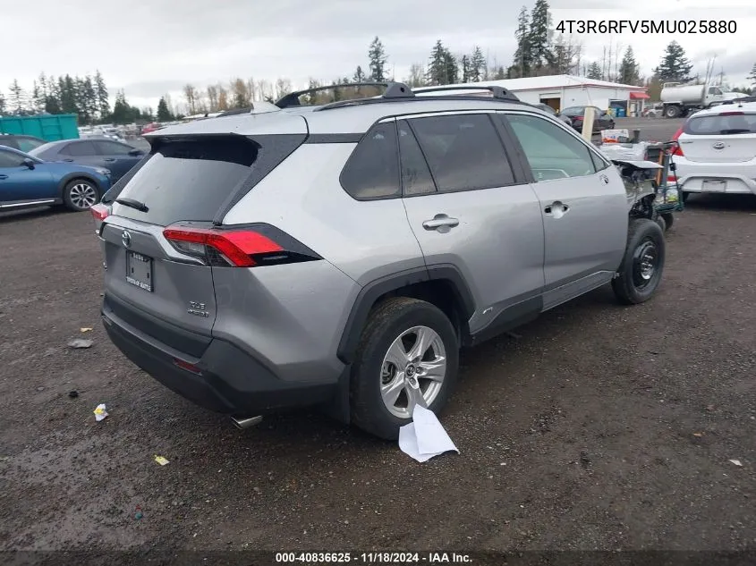 2021 Toyota Rav4 Xle/Xle Premium/Xse VIN: 4T3R6RFV5MU025880 Lot: 40836625