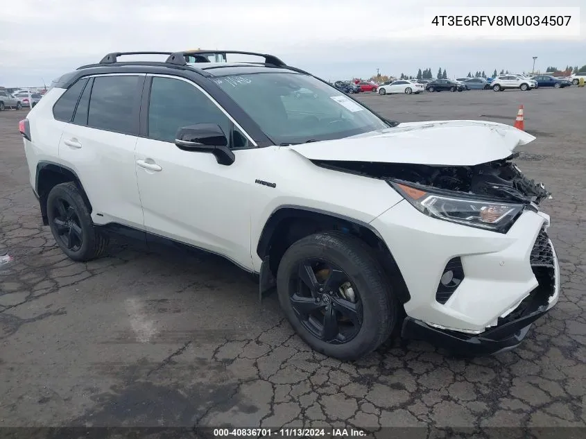 2021 Toyota Rav4 Hybrid Xse VIN: 4T3E6RFV8MU034507 Lot: 40836701