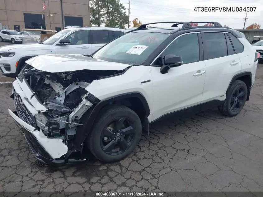 2021 Toyota Rav4 Hybrid Xse VIN: 4T3E6RFV8MU034507 Lot: 40836701