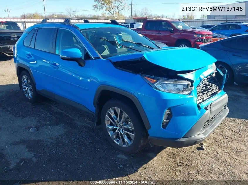 2021 Toyota Rav4 Xle Premium VIN: 2T3C1RFV5MW137146 Lot: 40868664