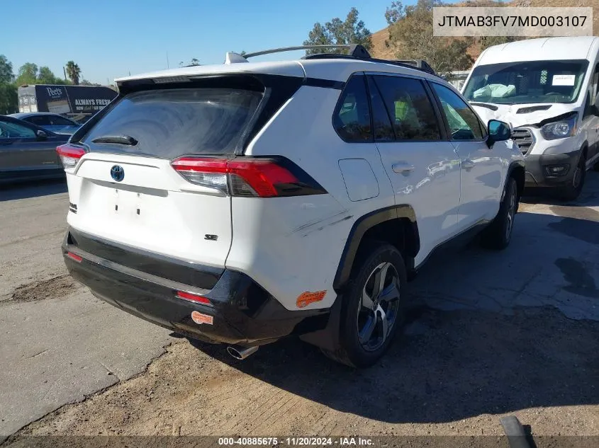 2021 Toyota Rav4 Prime Se VIN: JTMAB3FV7MD003107 Lot: 40885675