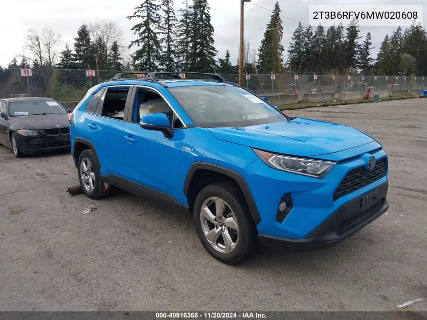 2021 Toyota Rav4 Hybrid Xle Premium VIN: 2T3B6RFV6MW020608 Lot: 40916365