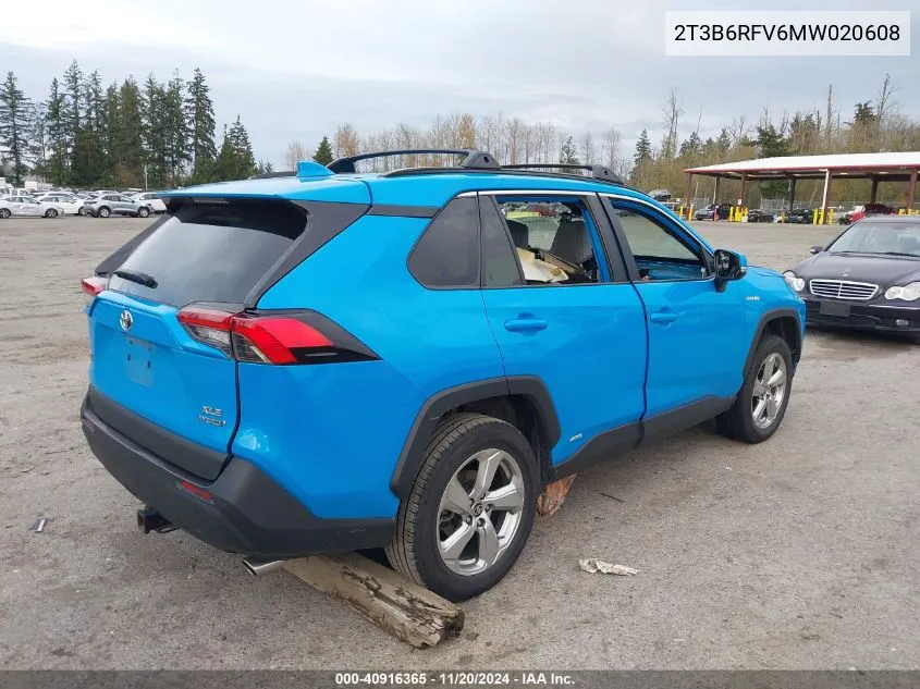 2021 Toyota Rav4 Hybrid Xle Premium VIN: 2T3B6RFV6MW020608 Lot: 40916365