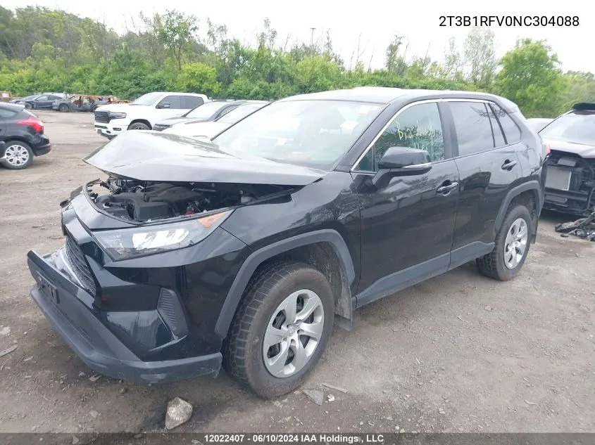 2022 Toyota Rav4 Le VIN: 2T3B1RFV0NC304088 Lot: 12022407