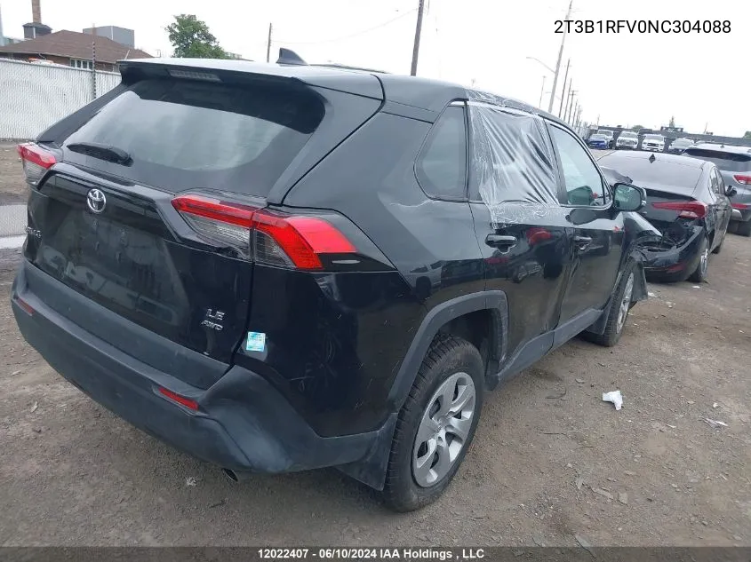 2022 Toyota Rav4 Le VIN: 2T3B1RFV0NC304088 Lot: 12022407