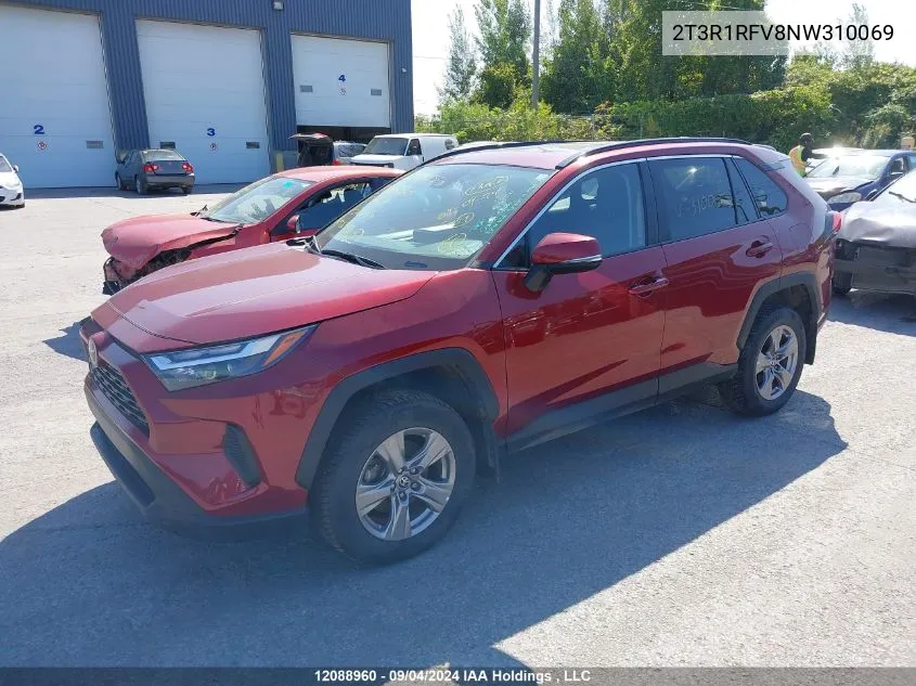 2022 Toyota Rav4 Xle/Xle Premium VIN: 2T3R1RFV8NW310069 Lot: 12088960