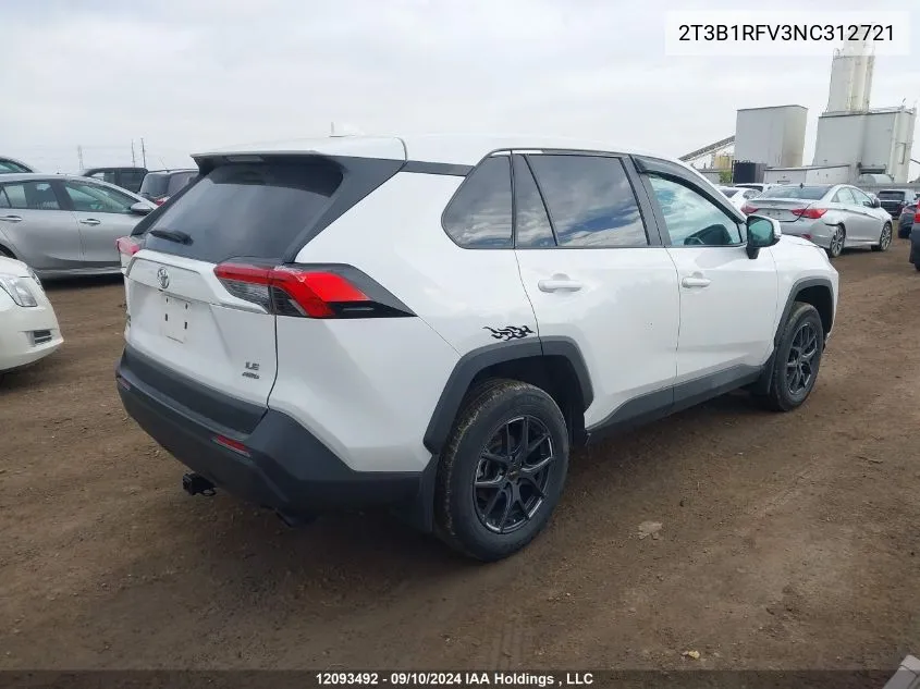 2022 Toyota Rav4 Le VIN: 2T3B1RFV3NC312721 Lot: 12093492