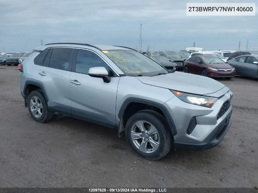 2022 Toyota Rav4 Hybrid Le VIN: 2T3BWRFV7NW140600 Lot: 12097625