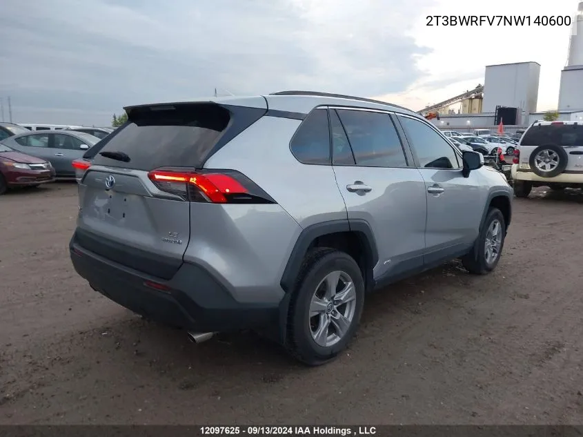 2022 Toyota Rav4 Hybrid Le VIN: 2T3BWRFV7NW140600 Lot: 12097625