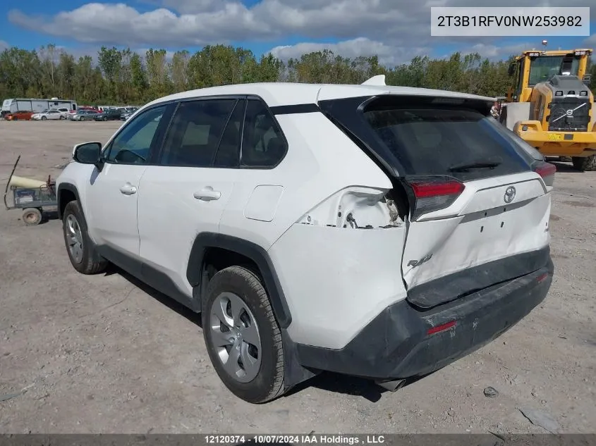 2022 Toyota Rav4 Le VIN: 2T3B1RFV0NW253982 Lot: 12120374