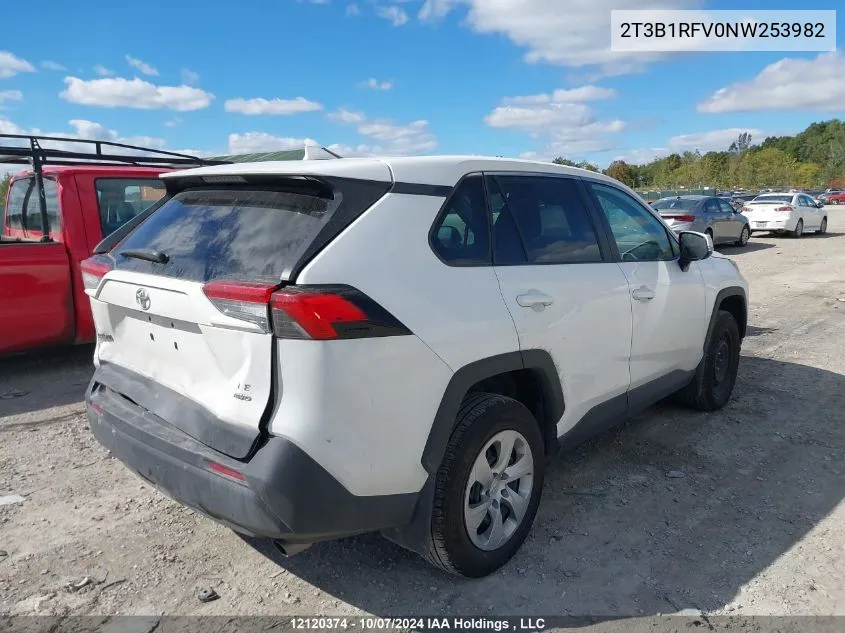 2022 Toyota Rav4 Le VIN: 2T3B1RFV0NW253982 Lot: 12120374