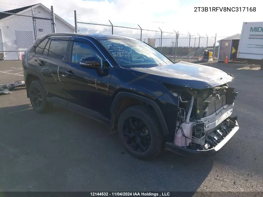 2022 Toyota Rav4 Le VIN: 2T3B1RFV8NC317168 Lot: 12144532