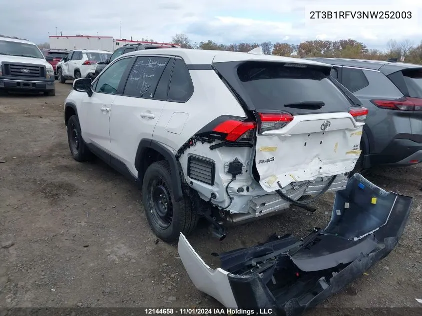 2022 Toyota Rav4 Le VIN: 2T3B1RFV3NW252003 Lot: 12144658